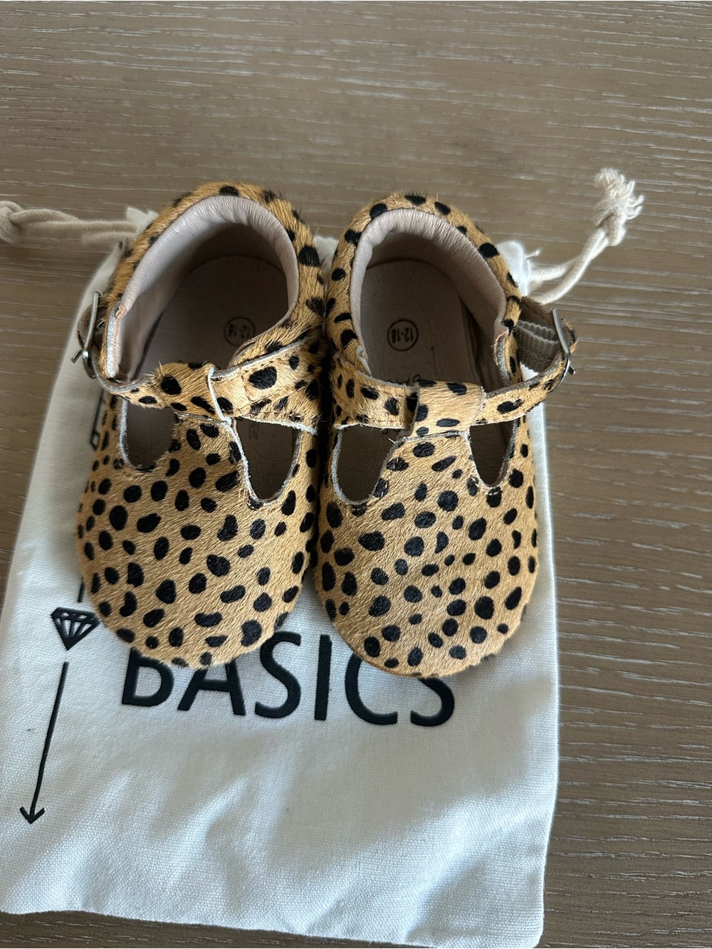Leopard Print Baby T-Strap Shoes - Tan and Black
